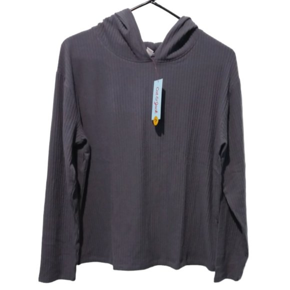 Cat & Jack Girls Rib Pullover Hoodie Gray, Size XXL(18) - Picture 1 of 5